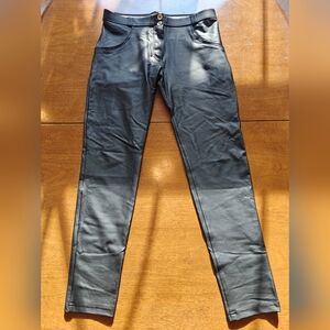 Freddy Wrup Faux Leather Charcoal Skinny Jeans